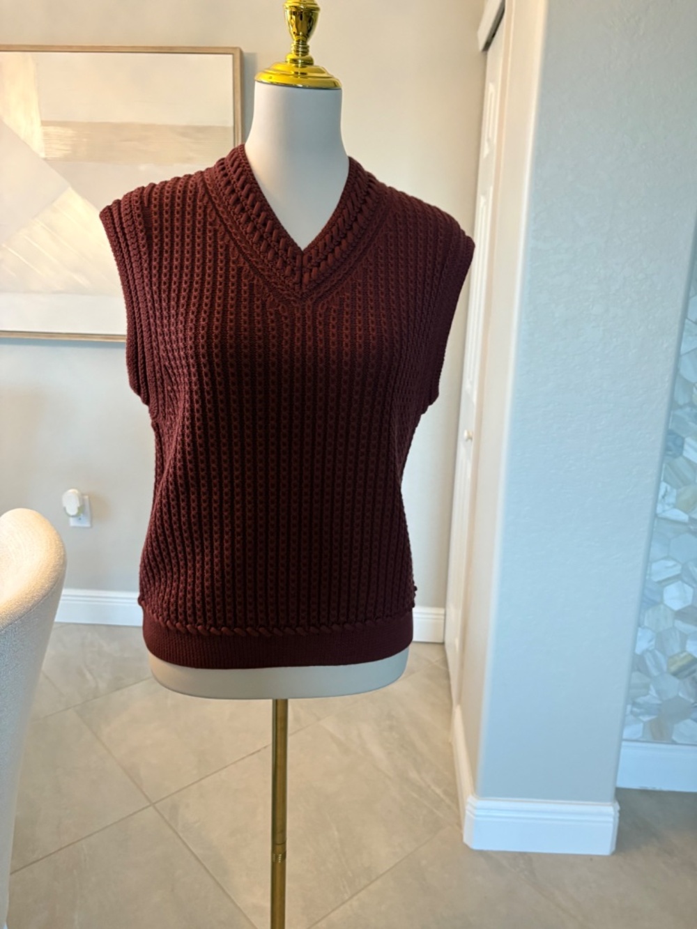 NWT Theory Textured Vest Grenache Waverly Cotton